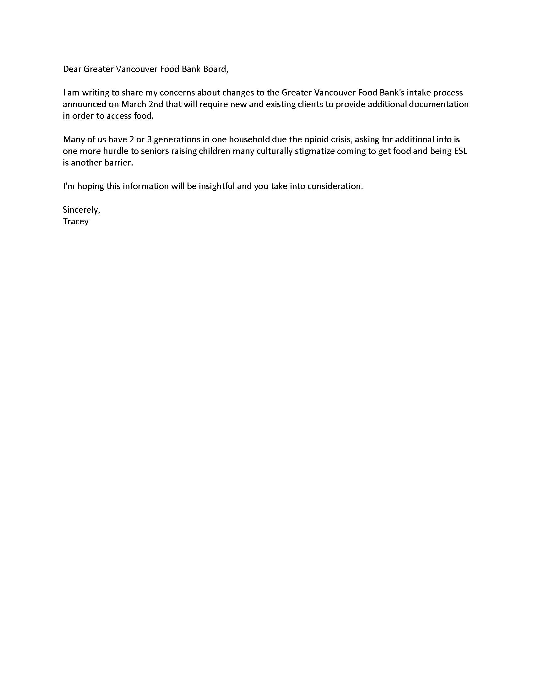 Individual Support Letter